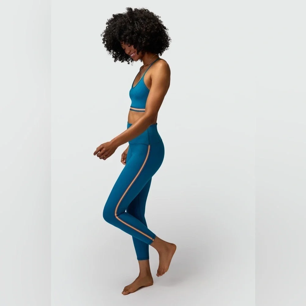 NWT Spiritual Gangster Ada Dream Tech Side Stripe Legging in Dark Turquoise